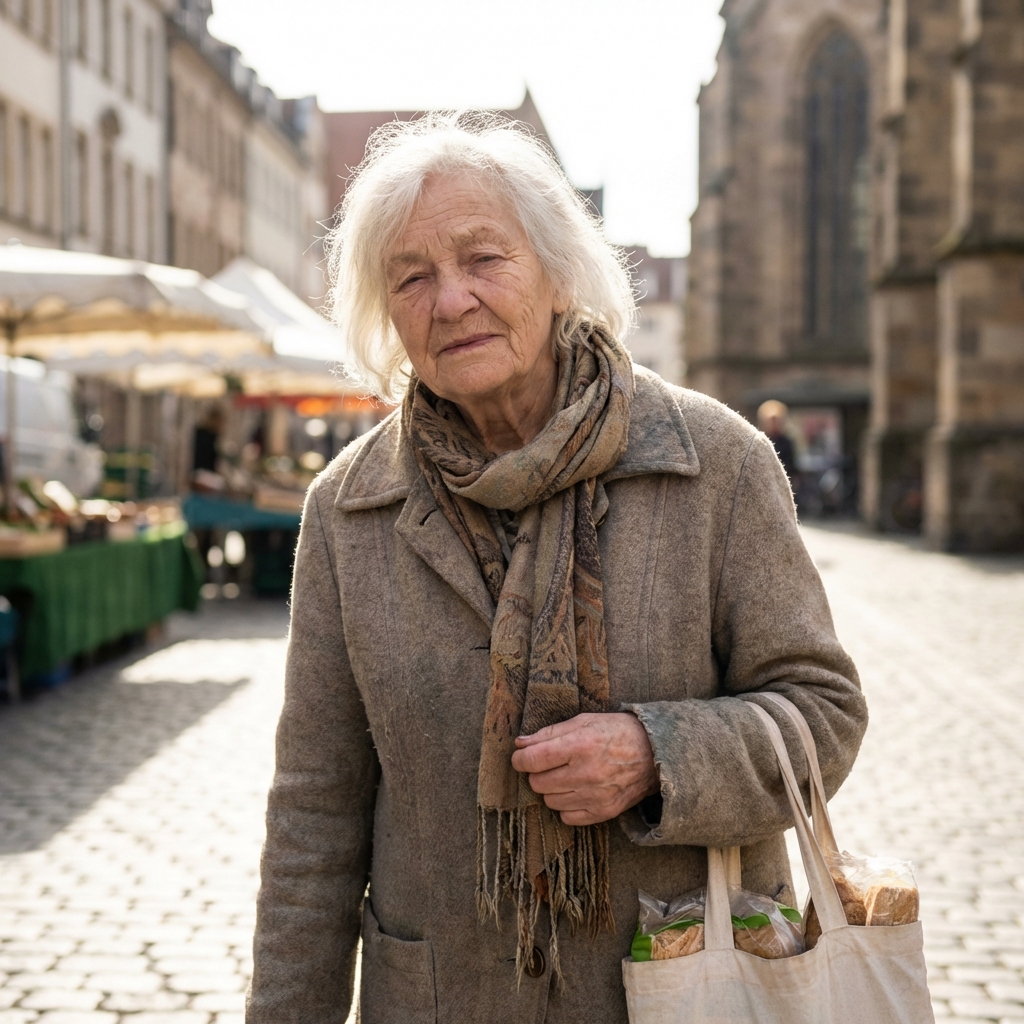 Porträt von Inge, 82 Jahre alt, Rentnerin und Großmutter aus München